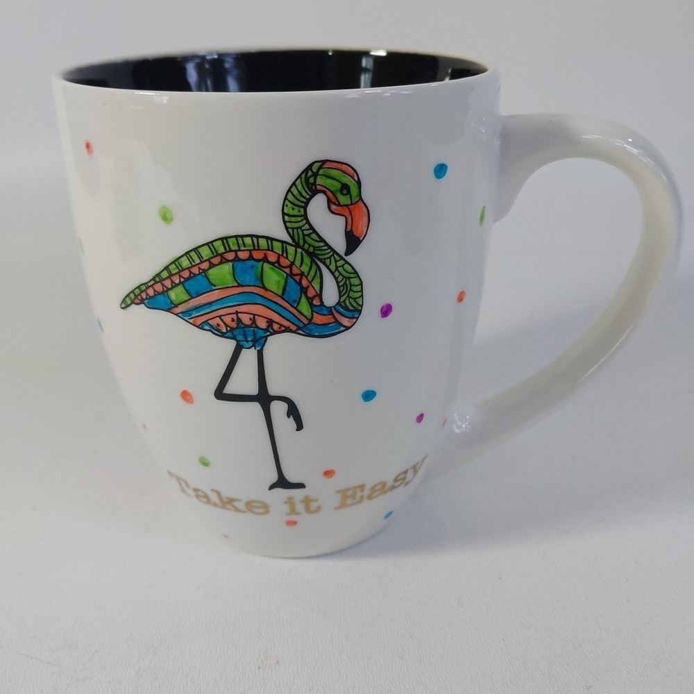 16oz Ceramic Coffee Mug‎ Cup Take It easy Flamingo